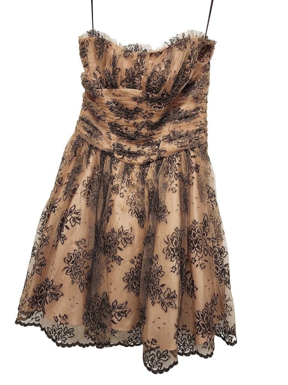 Betsey Johnson Strapless Tulle Corset Party Dress in Nude, Size 12